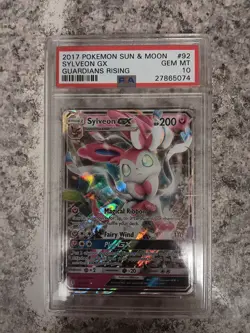 2017 POKEMON SUN AND MOON GUARDIANS RISING SYLVEON GX PSA 10 #92 - Image 1