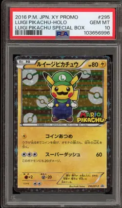 Pokemon Luigi Pikachu Special Bx. Japanese Holo Promo 295/XY-P PSA 10 Gem Mint - Image 1