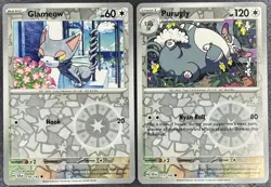 Pokemon TCG Glameow Purugly 116/117/142 S&V Stellar Crown REVERSE HOLO Set NM - Image 1