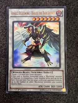 Yugioh Assault Blackwing-Raikiri the Rain Shower DOCS-EN047 Ultra Rare 1st Ed NM - Image 1