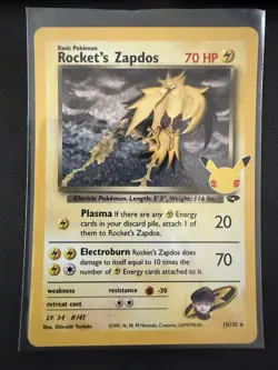 Pokemon TCG - Rocket's Zapdos Holo Rare - 15/132 - S&W Celebrations LOT OF 3 - Image 2