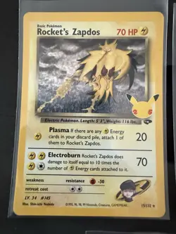 Pokemon TCG - Rocket's Zapdos Holo Rare - 15/132 - S&W Celebrations LOT OF 3 - Image 3