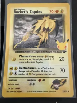 Pokemon TCG - Rocket's Zapdos Holo Rare - 15/132 - S&W Celebrations LOT OF 3 - Image 4