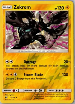 Pokemon Card - Zekrom 35/73 Shining Legends 2017 Rare Holo Lightly Played - Image 1