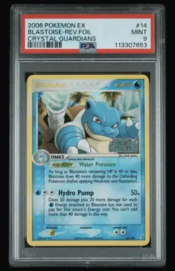 Pokemon Card TCG Blastoise EX Crystal Guardians 14/100 Reverse Holo PSA 9 Stamp - Image 1