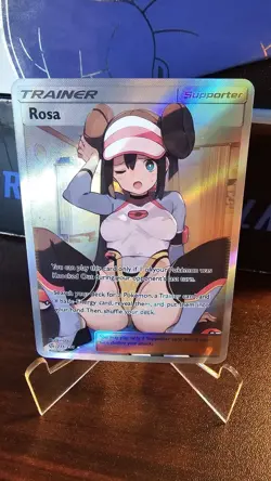 Pokemon Rosa Custom Full Art Holographic Doujin Waifu Card - Image 1