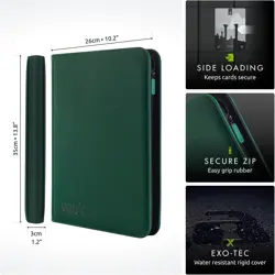 Vault X 9 Pocket Zip Binder, 360 Cards, Exo-Tec, 20 Pages, Green - Image 2