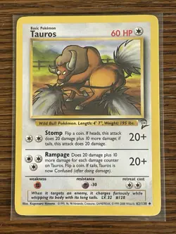 Tauros 062/130 Pokemon TCG Base Set 2 Regular. Near mint. - Image 1