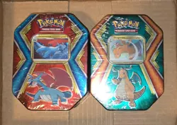 (2019) 2 SEALED NEW POKEMON TCG DRAGONITE SALAMANCE TINS - Image 1