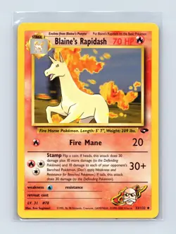 Blaine's Rapidash 33/132 Uncommon Gym Challenge Pokemon Unlimited Lightly Played - Image 1