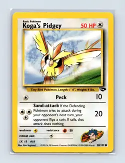 Koga's Pidgey 80/132 Common Gym Challenge Pokemon Unlimited Lightly Played - Image 1