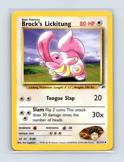 Brock's Lickitung 41/132 Uncommon Gym Heroes Pokemon Unlimited Lightly Played - Image 1