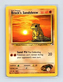 Brock's Sandshrew 72/132 Common Gym Heroes Pokemon Unlimited Lightly Played - Image 1