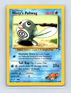 Misty's Poliwag 87/132 Common Gym Heroes Pokemon Unlimited Lightly Played - Image 1