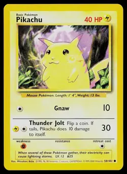 Pokemon Card Base Set Unlimited Pikachu 58/102 1999-2000 4th Print UK Exclusive - Image 1