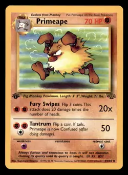 Primeape 43/64 Uncommon Jungle Pokemon 1st Edition Near Mint - Image 1