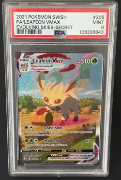 Pokemon Leafeon VMAX #205/203 Evolving Skies PSA 9 MINT - Image 1