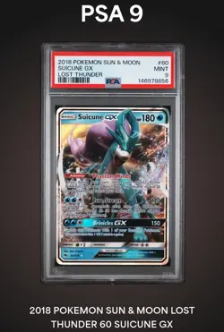 2018 POKEMON SUN & MOON LOST THUNDER #60 SUICUNE GX PSA 9 - Image 1