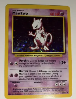 Pokemon TCG Mewtwo 10/102 Base Set Holo Rare 60 HP Basic EN Ken Sugimori - Image 1