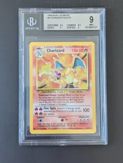 POKEMON BASE UNLIMITED CHARIZARD #4 HOLO BGS 9 w/ 9.5 Subgrade - Image 1