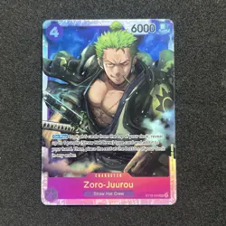 ONE PIECE Roronoa Zoro Juurou ST18-004 SR Purple Staw Hat Crew Tcg Card Game - Image 1