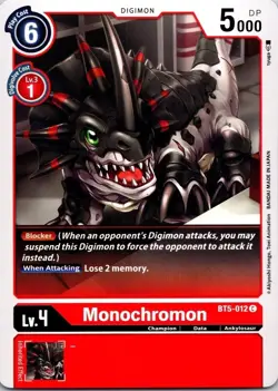 Monochromon BT5-012 Black Common Champion (Lv4) Digimon Card CCG - Image 1