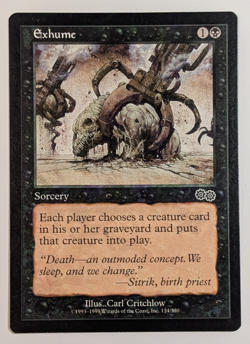 MTG - 1x Exhume - Urza's Saga - NM - Vintage - Black - Magic The Gathering #134 - Image 1