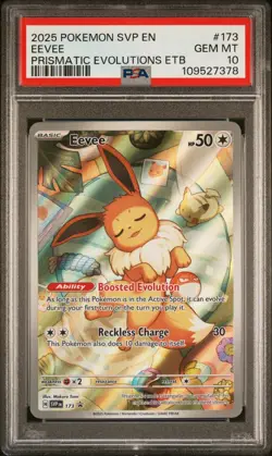 2025 POKEMON SVPEN-SV BLACK STAR PROMO #173 EEVEE PRISMATIC EVOLUTIONS ETB PSA10 - Image 1