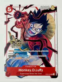 2025 One Piece Monkey D. Luffy (3rd Anniversary Promo) 3 Brothers Card ST01-012 - Image 1