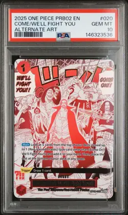 One Piece PRB02 - Come on!! We'll Fight You!! OP09-020 Alt Art PSA 10 English - Image 1