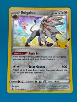 Solgaleo Pokemon Card - Celebrations Set 021/025 - Near Mint Holo Rare TCG - Image 1