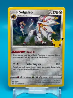 Solgaleo Pokemon Card - Celebrations Set 021/025 - Near Mint Holo Rare TCG - Image 3