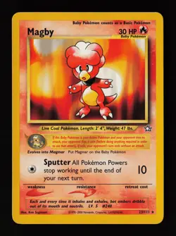 Magby 23/111 Non Holo Rare Neo Genesis Pokemon Card - Image 1