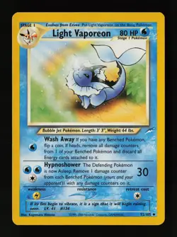 Light Vaporeon 52/105 Non Holo Uncommon Neo Destiny Pokemon Card - Image 1