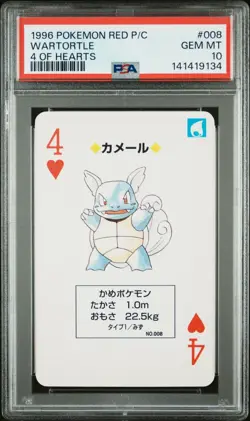 1996 Pokemon Wartortle Red Charizard Back Poker Playing Card - PSA 10 POP 17 - Image 1