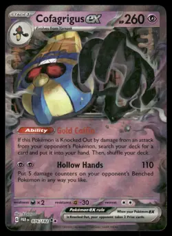 Pokemon Cards Cofagrigus ex 076/182 Paradox Rift Double Rare NM *2 - Image 1