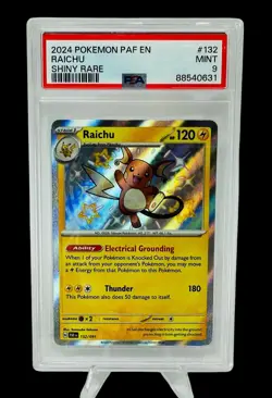 PSA 9 Raichu 132/091 Paldean Fates Shiny Rare Graded Pokemon Card 2024 - Image 1