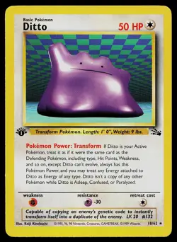 Pokemon Card - Ditto Fossil 18/62 1st Edition Rare - Image 1