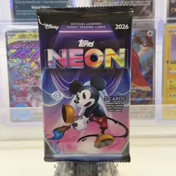 (SEALED) 2026 Topps Disney Neon - Single Pack (5 Cards) Chrome Sketch Parallel - Image 1