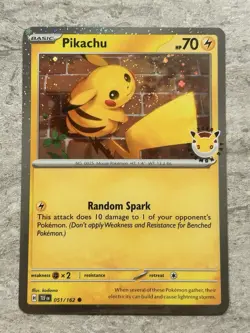 Pikachu 2026 Pokemon Day Cosmo Holo Mouth 🌀 NM!!! 051/162 - Image 1