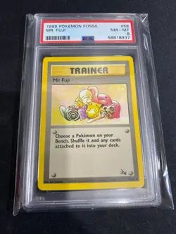 1999 Mr. Fuji #58 Fossil Set Trainer Uncommon Original Pokemon Card PSA 8 - Image 1