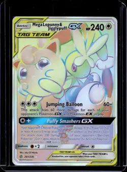 2019 Pokemon SM Cosmic Eclipse Mega Lopunny Jigglypuff Tag Team #261/236 - Image 1