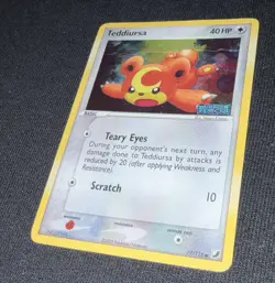 Pokemon Teddiursa 77/115 EX Unseen Forces Reverse Holo 2005 Creased :( - Image 1