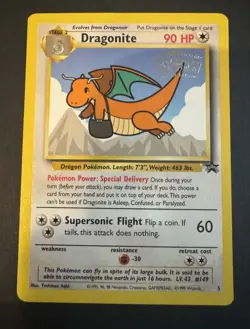 1999 Pokemon Dragonite Movie Promo Black Star #5 WOTC Vintage Rare Card - Image 1