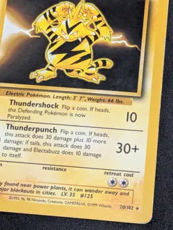 Vintage 1999 Electabuzz 20/102 Base Set Rare MP Pokemon TCG Card - Image 4