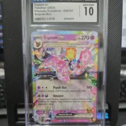 CGC 10 GEM MINT Espeon ex Prismatic Evolutions 034/131 Surprise Box Pokemon Card - Image 1