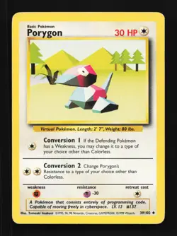 Porygon 39/102 HP Base Set English Pokemon Card TCG - Image 1
