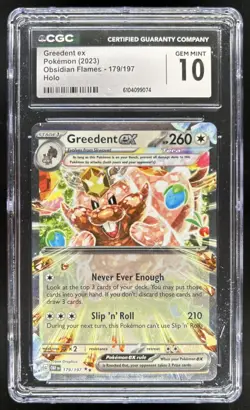 2023 Pokemon SV Obsidian Flames Greedent ex #179/197 CGC 10 - Image 1