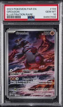 2023 POKEMON PAR EN-PARADOX RIFT ILLUSTRATION RARE #199 GROUDON PSA 10 - Image 1