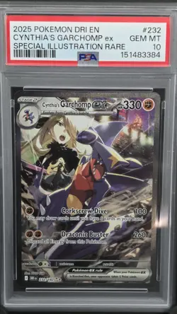 PSA 10 CYNTHIA'S GARCHOMP #232 EX 2025 POKEMON DRI EN-SPECIAL ILLUSTRATION RARE - Image 1